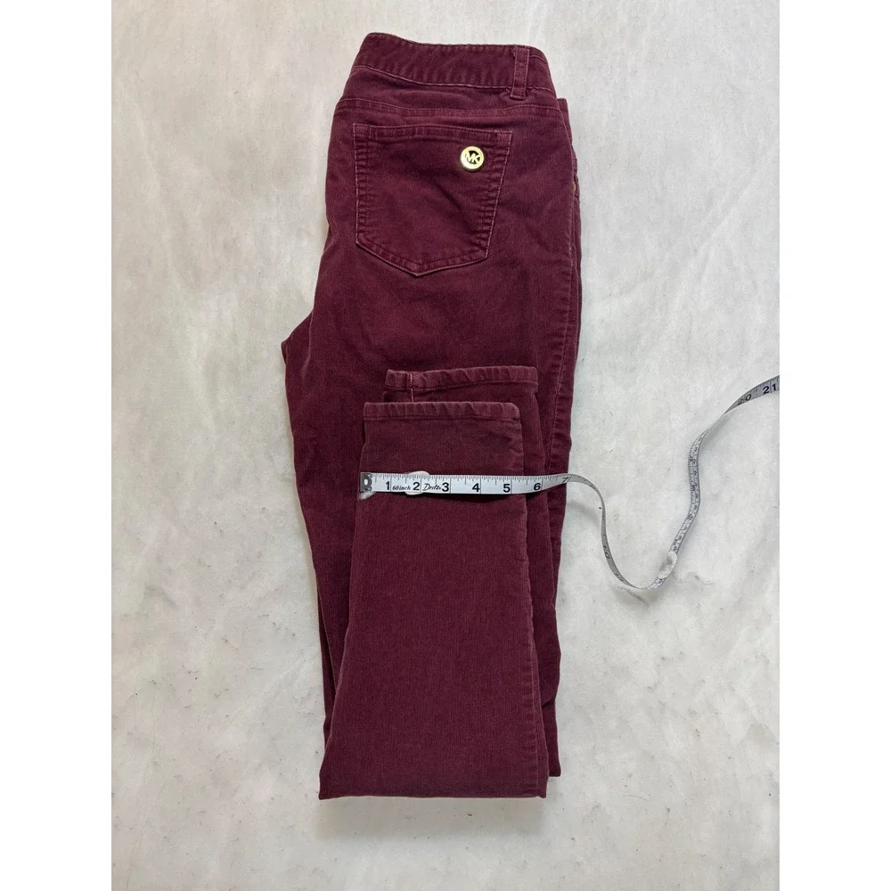 Michael Kors Burgundy Corduroy Pants Slim‎ Fit Women Size 6 - Picture 10 of 10